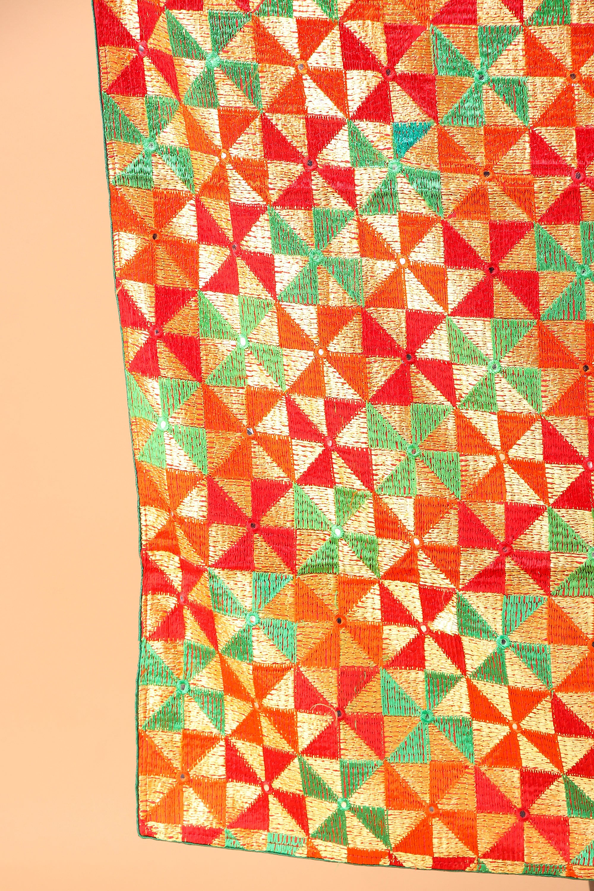 Multicolour Phulkari Dupatta with Mirror Work
