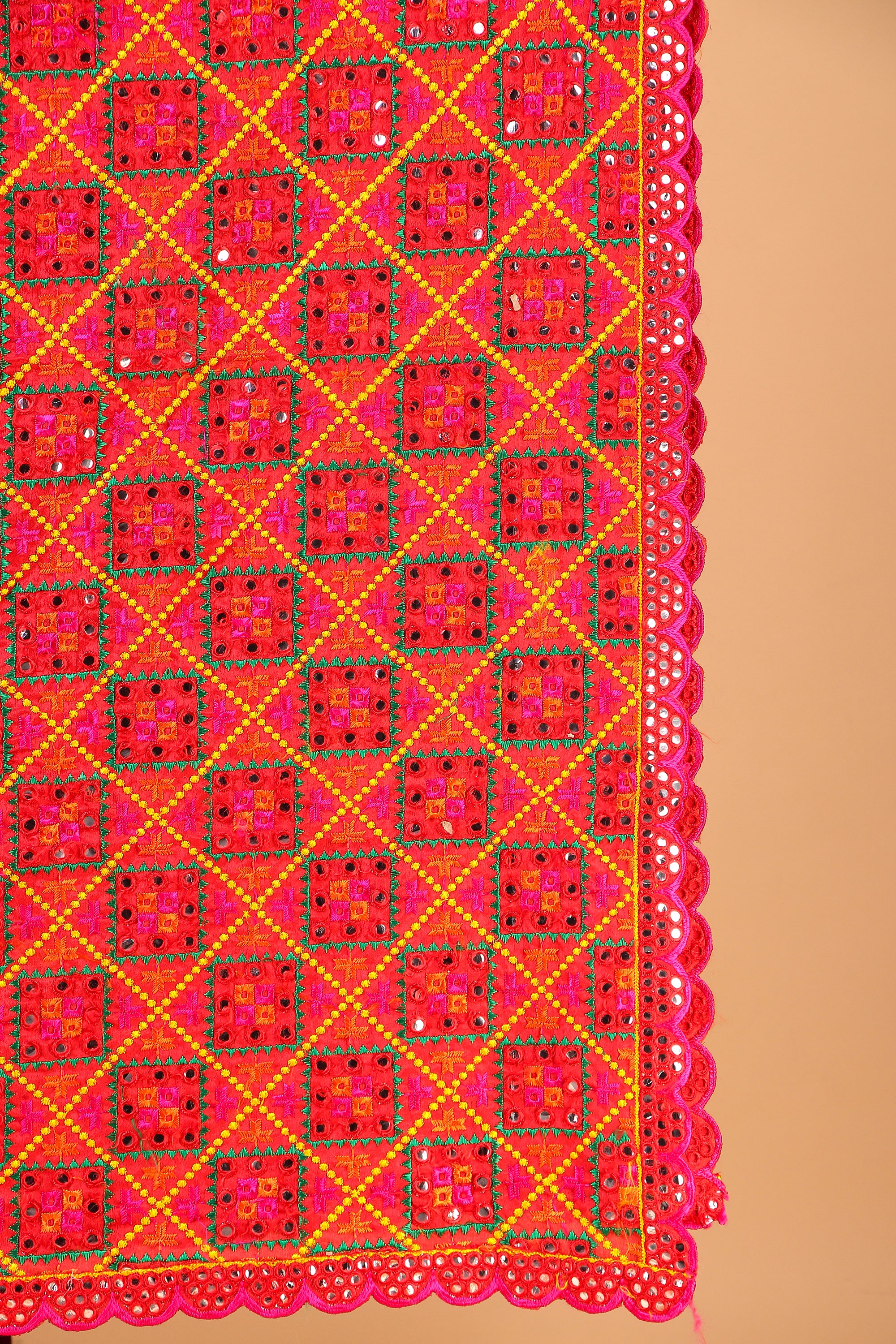 Multicolor Mirror work Phulkari Dupatta
